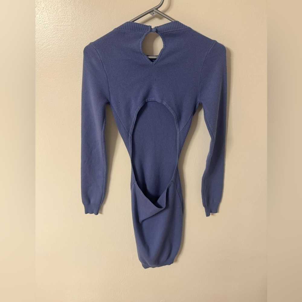 Lulus Back to Bliss Denim Blue Long Sleeve Backless Sweater Dress - Picture 4 of 9